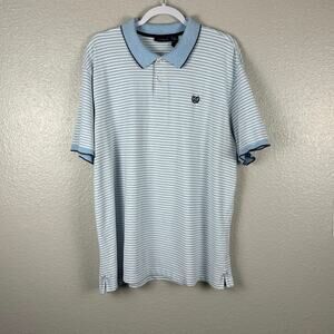 Club Room Blue and White Striped Collared 
Size XXL 100% Cotton Polo Shirt
